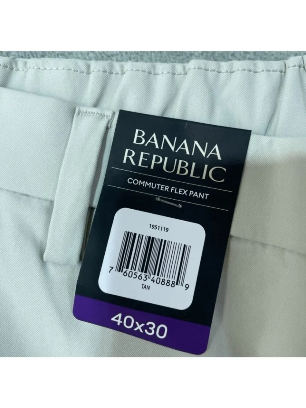 NWT Banana Republic Commuter Flex Pants Men's 40x30 Tan Polyester  Flat Front